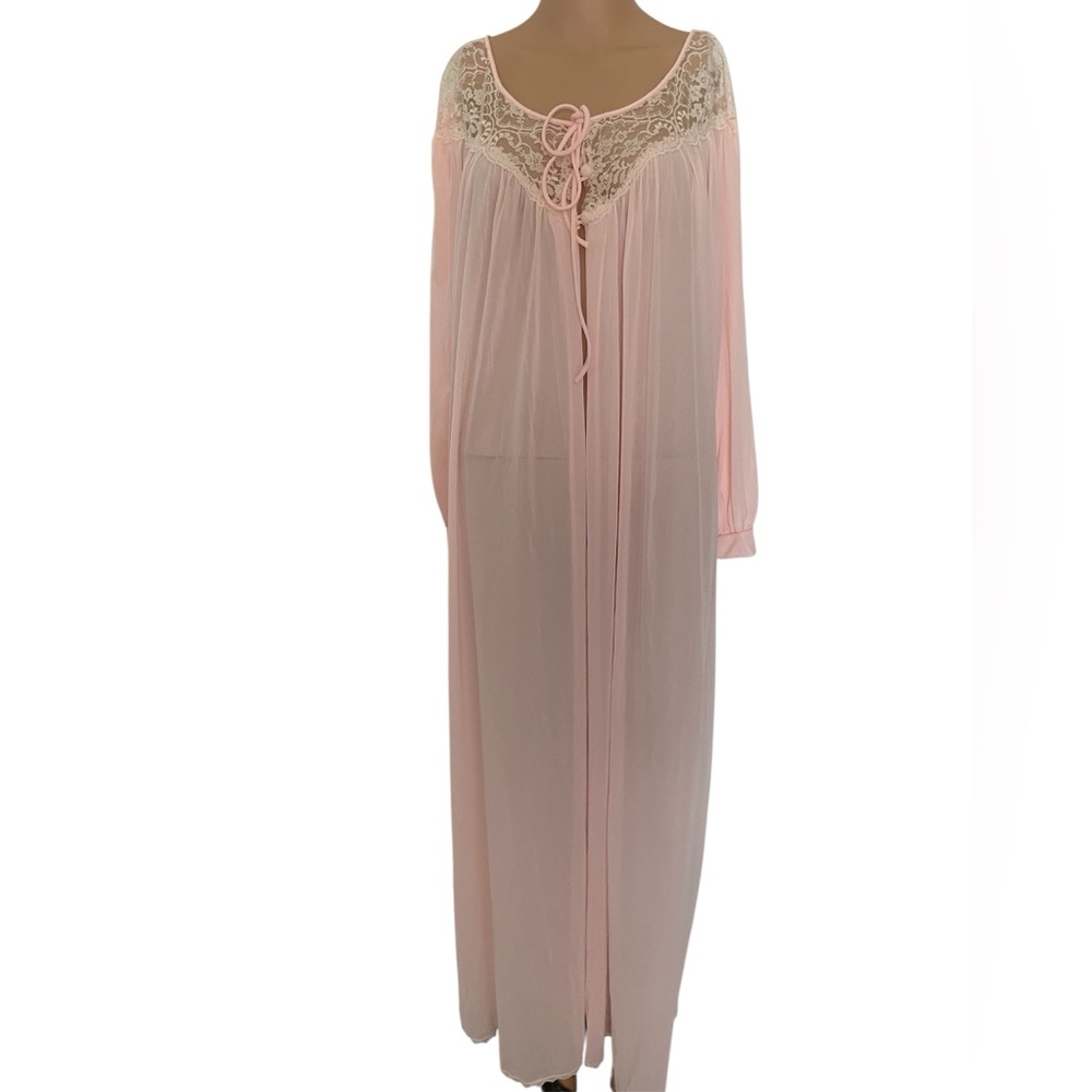 Miss Elaine Pink Sheer Lace Robe